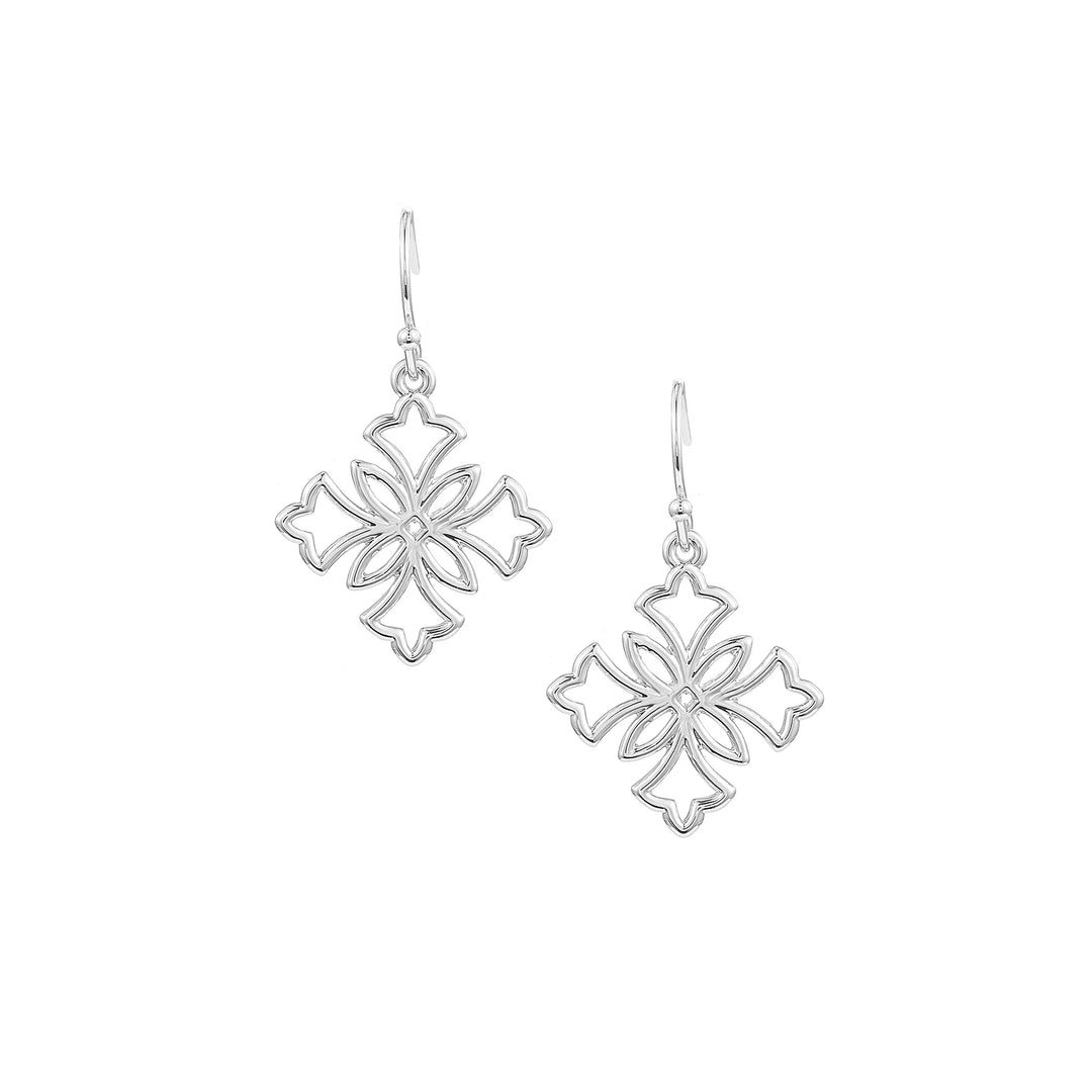 silver filigree cross earrings