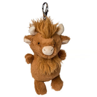 bag charm shaped like a plush highland cow