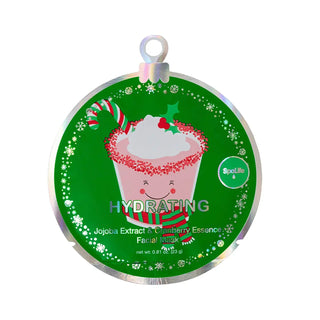 Facial mask packaging with a festive design on a white background