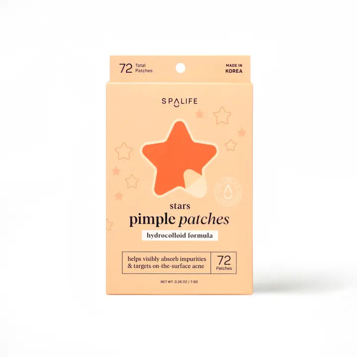 Package of SpaLife stars pimple patches on a white background
