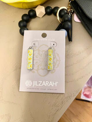 Silver Pink Salt Reversible Handmade Clay Earrings