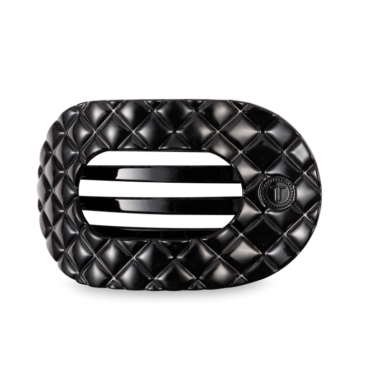 black quilted flat hair clip
