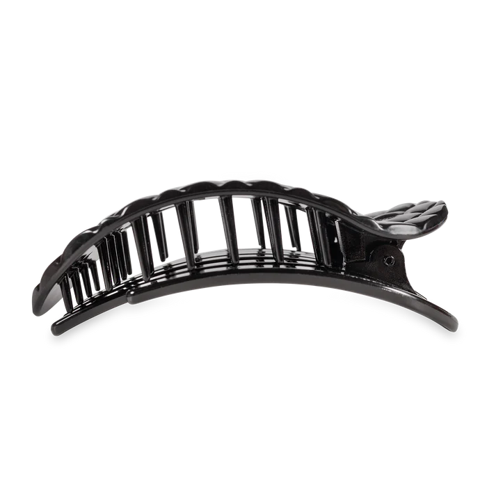 Teleties Flat Round Hair Clip- Jet Black Quilted