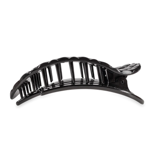 Teleties Flat Round Hair Clip- Jet Black Quilted