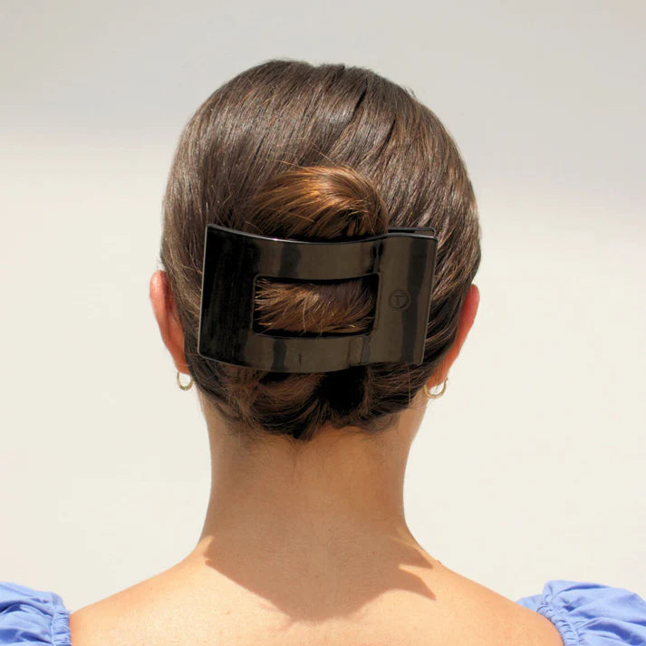 Teleties Flat Rectangle Hair Clip- Jet Black
