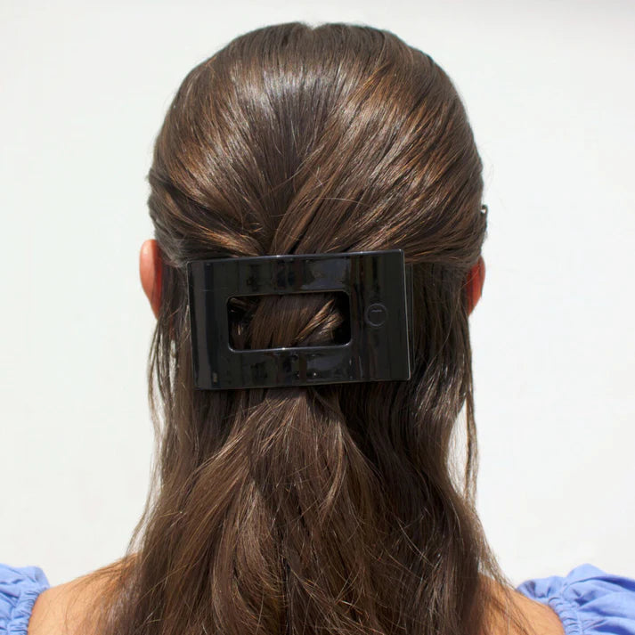 Teleties Flat Rectangle Hair Clip- Jet Black