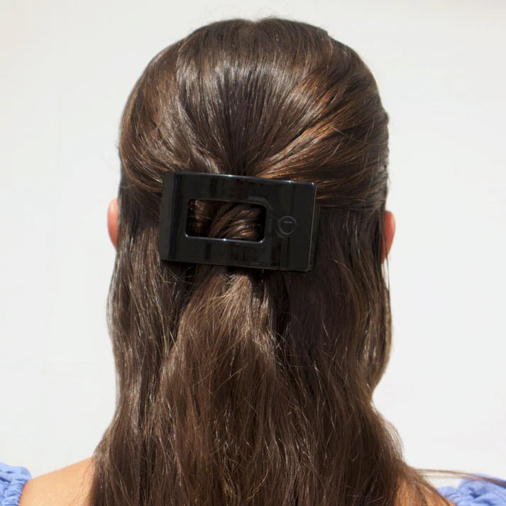 Teleties Flat Rectangle Hair Clip- Jet Black