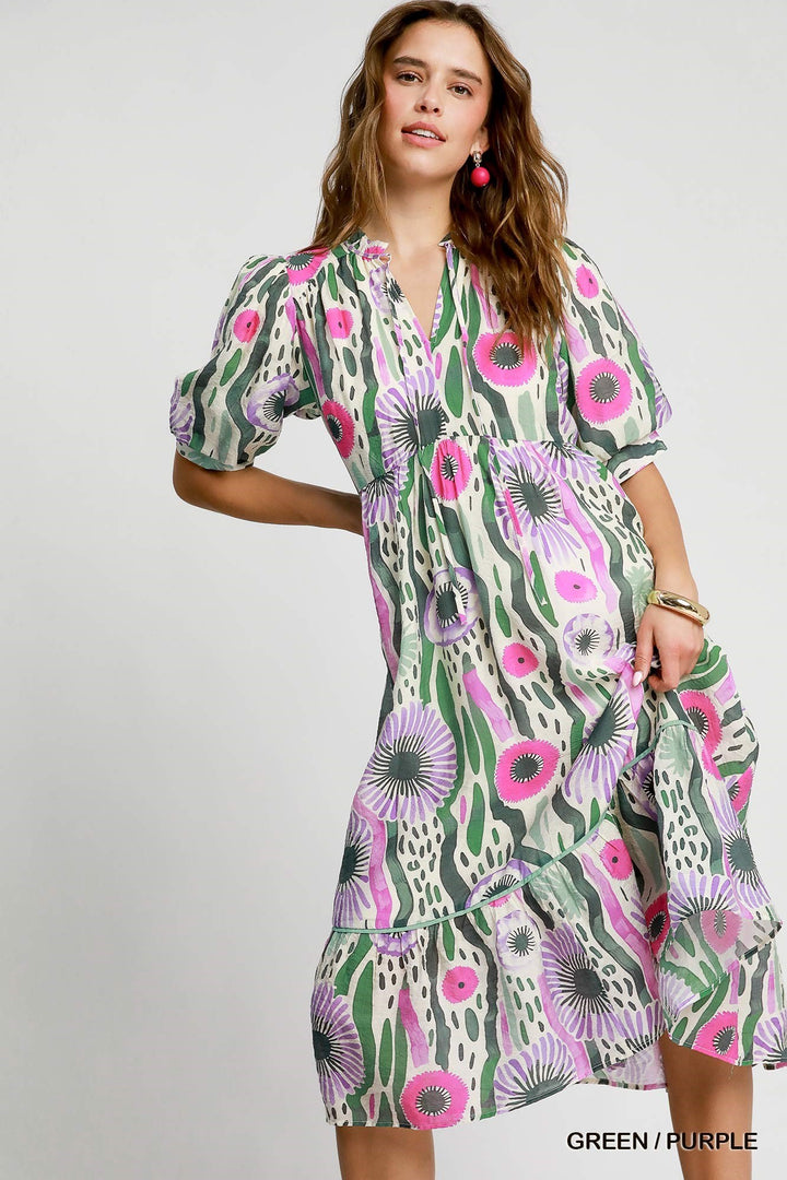 Chelsea Abstract Tiered Midi Dress