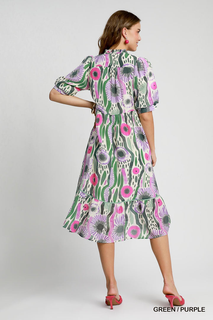 Chelsea Abstract Tiered Midi Dress