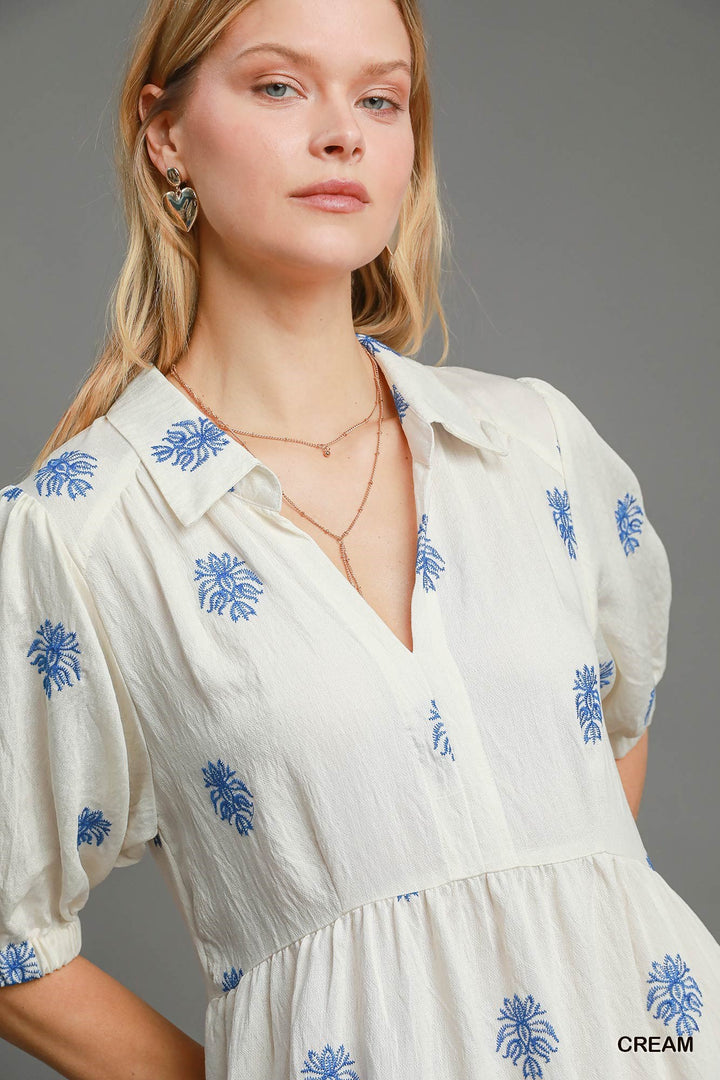 Kimber Embroidered Collar Midi Dress
