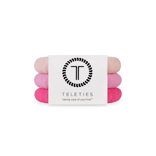 pack of 3 nylon coil hair ties in pink