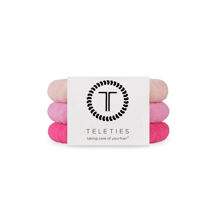 pack of 3 nylon coil hair ties in pink