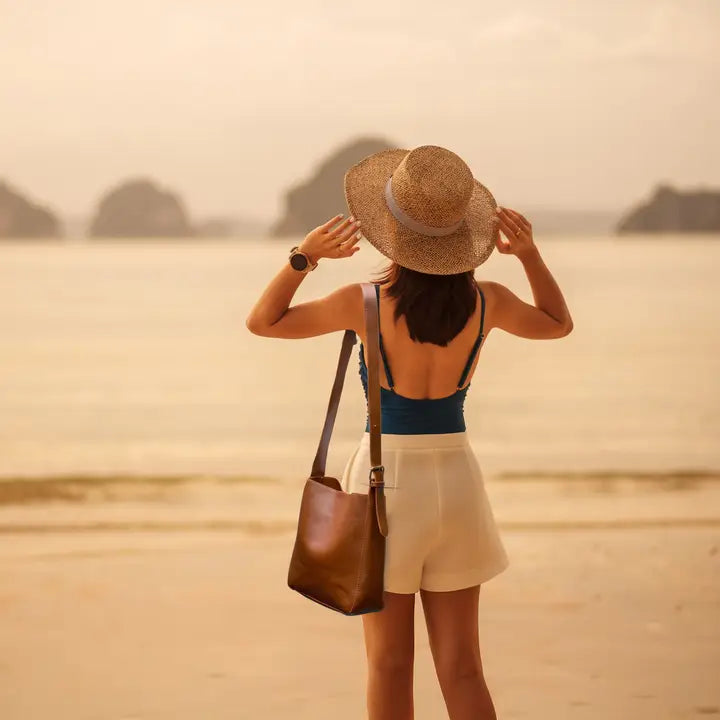 Vegan Leather Crossbody Bag in Brown