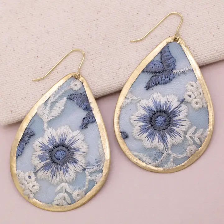 Floral Embroidered Earrings