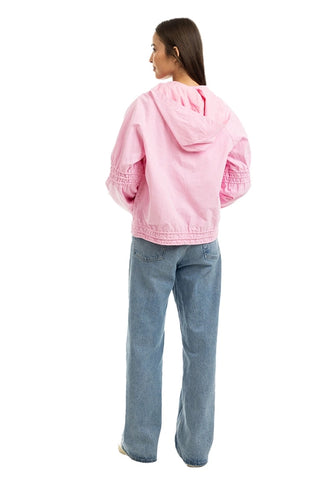 Lightweight Hooded Zip Up Jacket in Pink