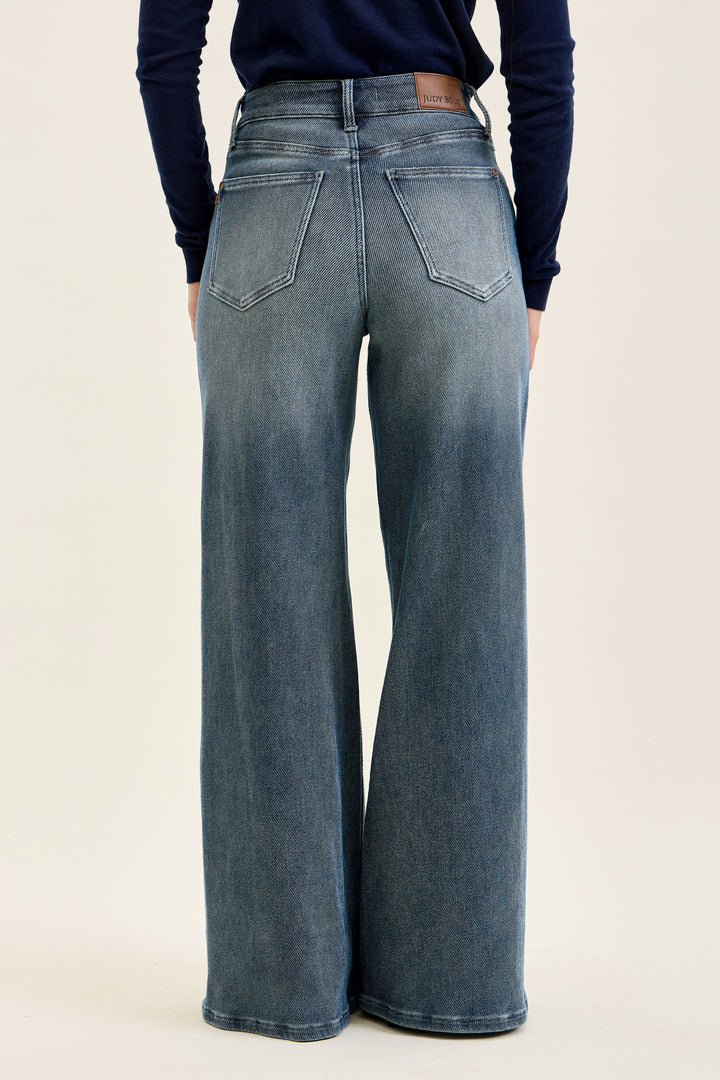 Judy Blue High Waist Liza Knit Indigo Palazzo