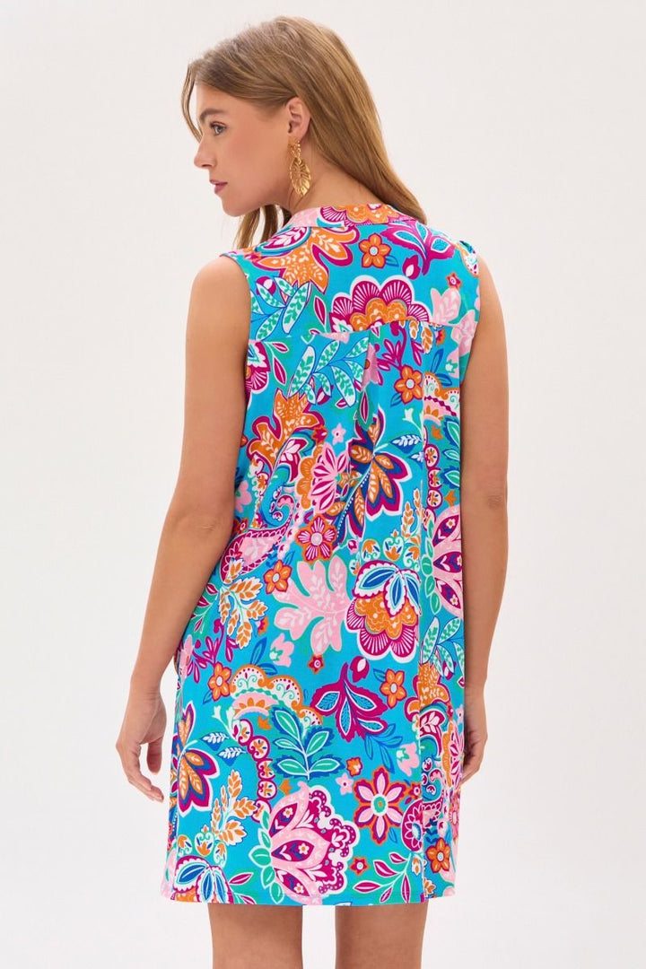 Lizzy Tank Dress in Blue and Pink Floral