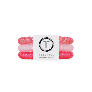 pack of 3 coil hair ties in pink