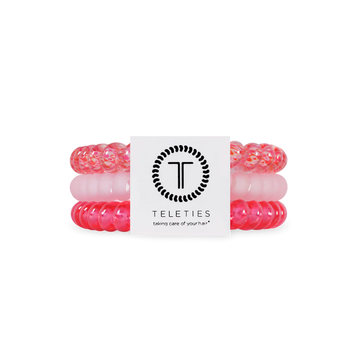 pack of 3 coil hair ties in pink