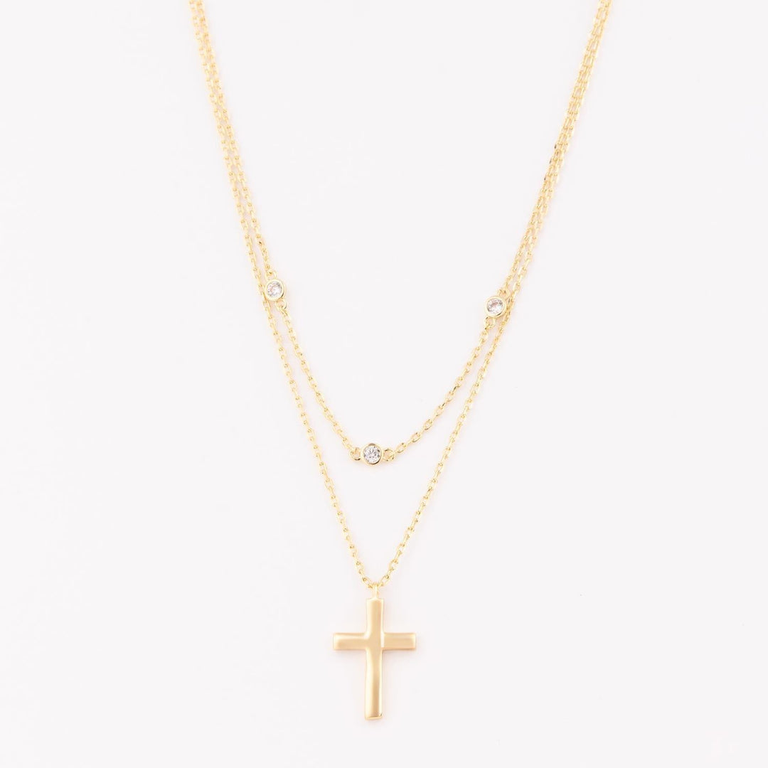 Luxe Iris Gold Cross Necklace