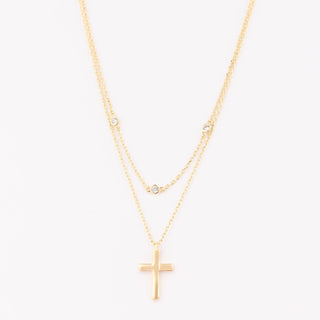 Luxe Iris Gold Cross Necklace