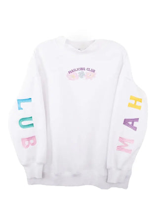 Mahjong Club Mockneck Sweatshirt in White