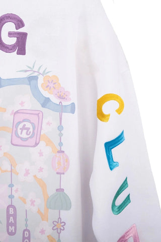 Mahjong Club Mockneck Sweatshirt in White