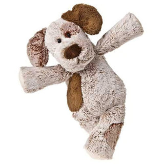 stuffed toy shaped like a brown spotted puppy
