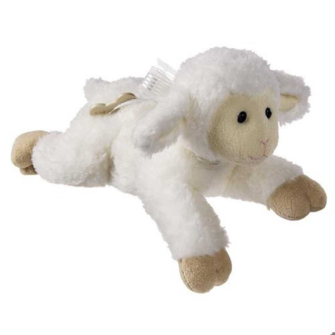 Plush toy sheep on a white background