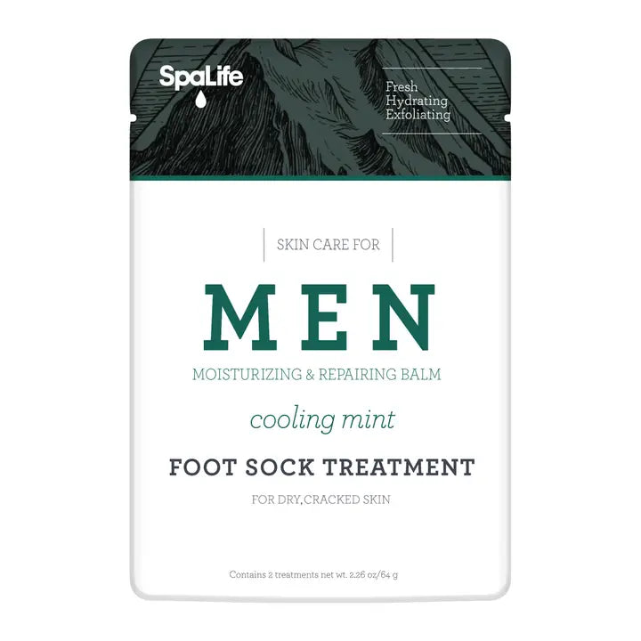SpaLife men's foot sock treatment packaging on a white background