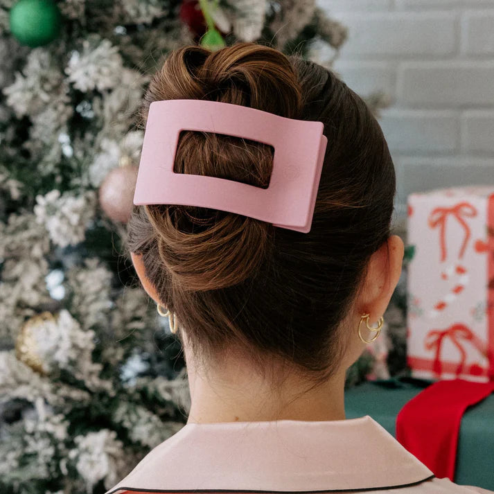 Teleties Flat Rectangle Hair Clip- Merry Pinkmas