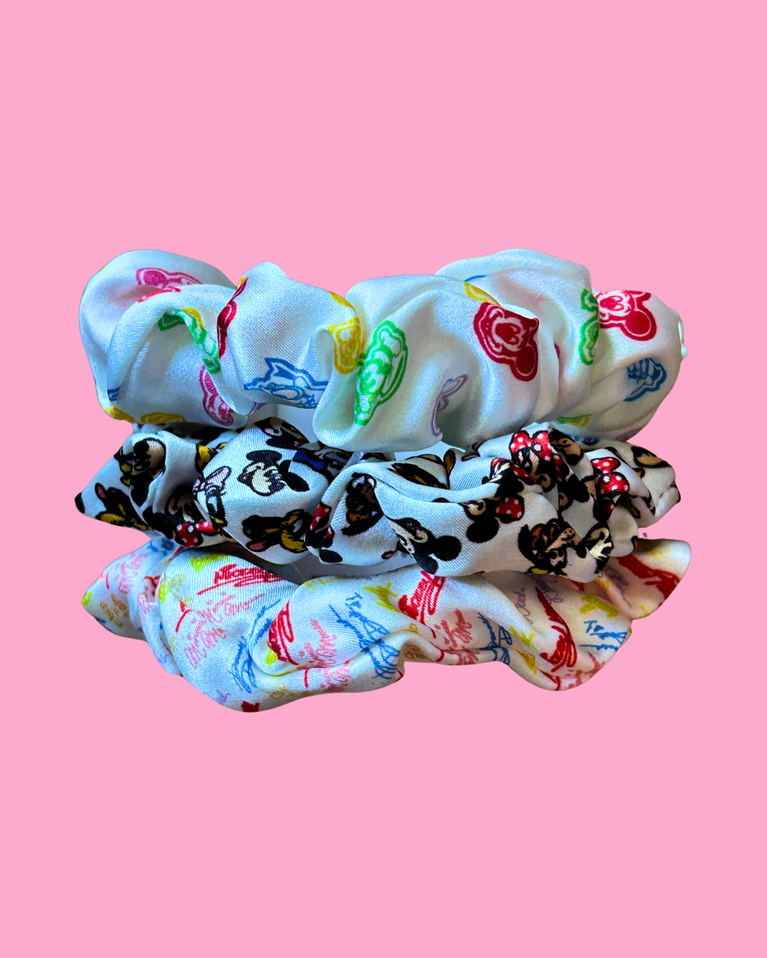 Teleties- Mickey and Friends Large Silk Scrunchies
