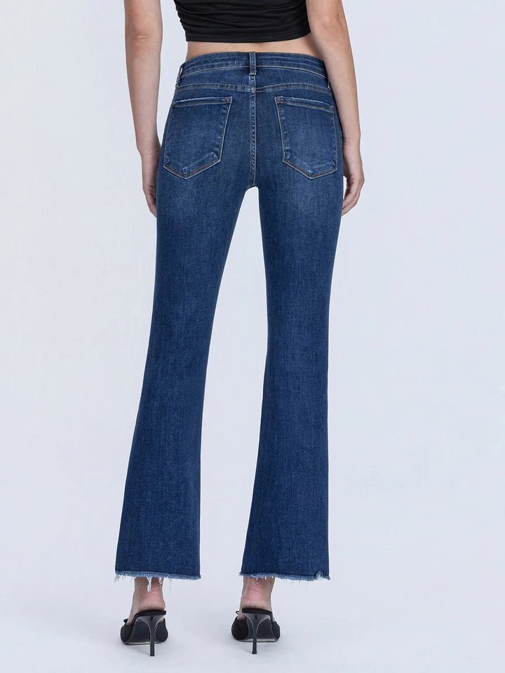 Lovervet Mid Rise Dark Wash Kick Flare