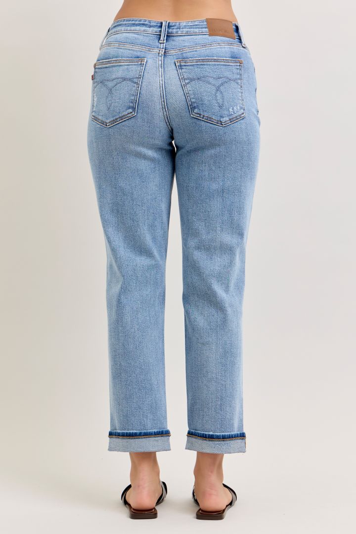 Judy Blue Mid Rise Distressed Boyfriend