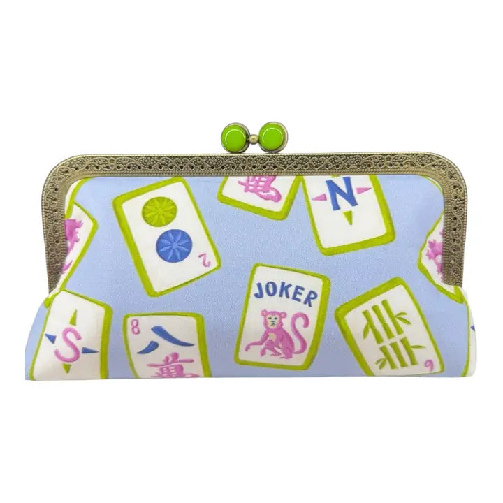 Clutch purse with mahjong print