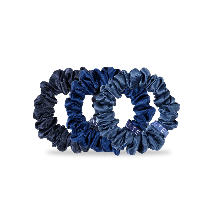 Small Teleties Silk Scrunchies- Midnight Rain