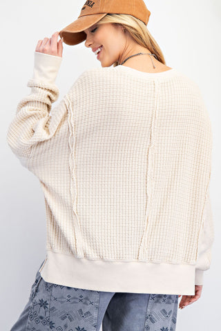 Mineral Washed Thermal Pullover in Oatmeal
