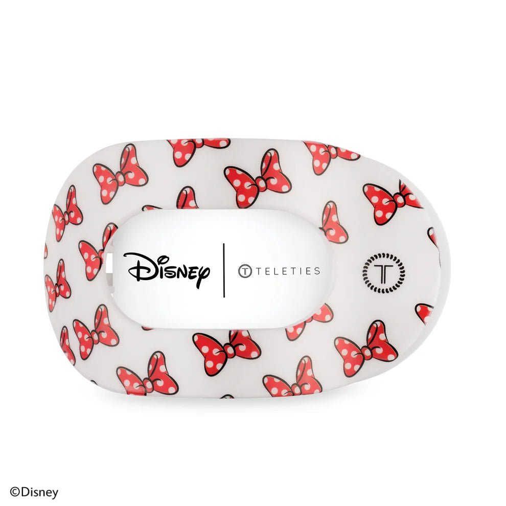 flat round hair clip with red bow pattern
