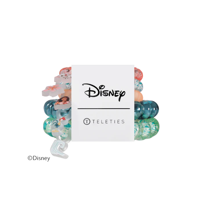 teleties hair tie pack with mulitcolor Moana themed hair ties