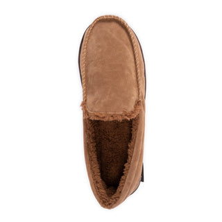 Men's Faux Suede Moccasin Slippers in Camel