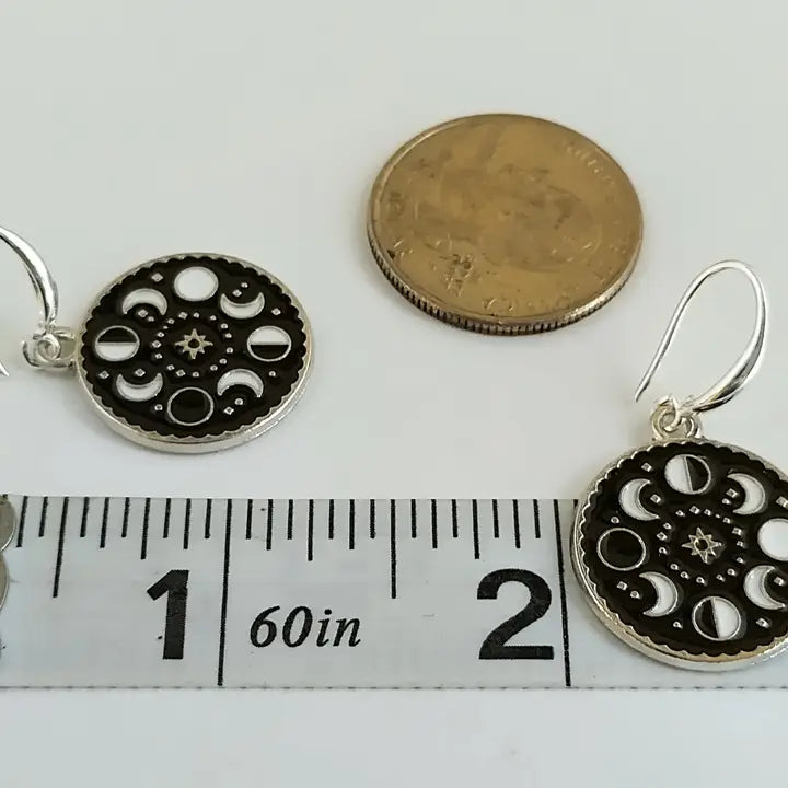 Silver Moon Phase Earrings