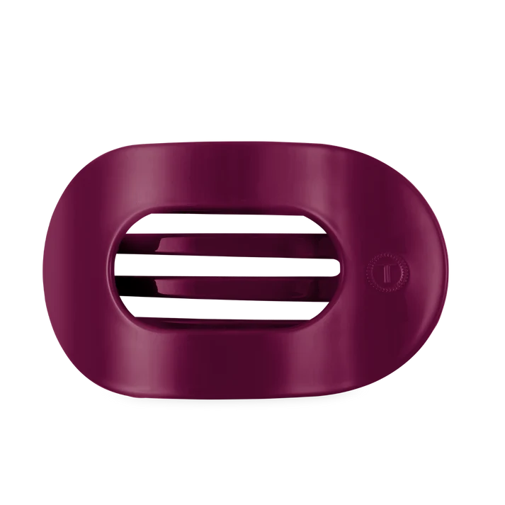 berry colored oval shaped flat hair clip