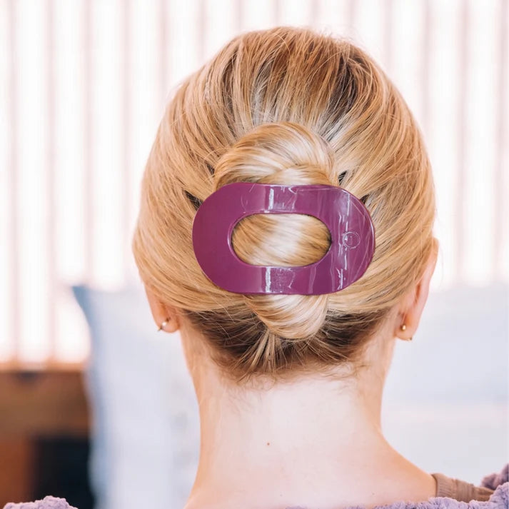 Teleties Flat Round Hair Clip- Mulberry