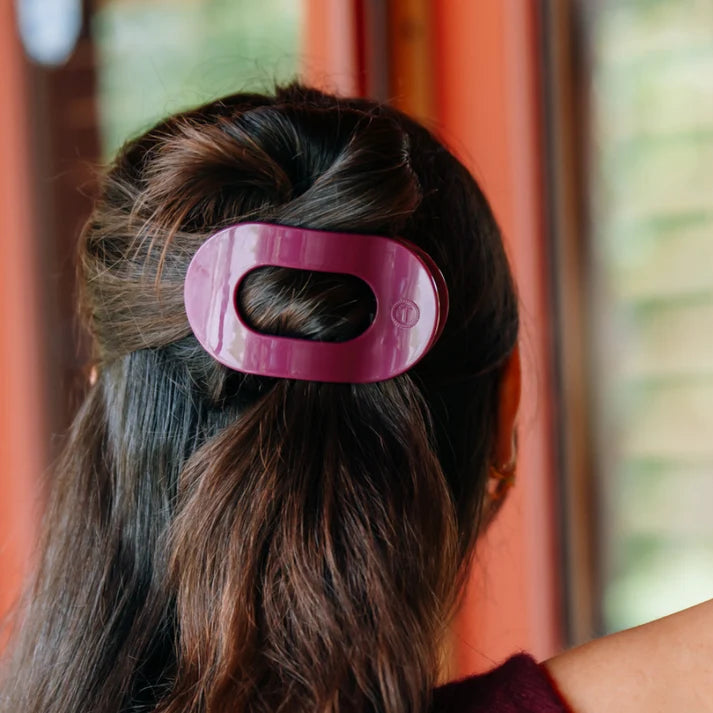 Teleties Flat Round Hair Clip- Mulberry