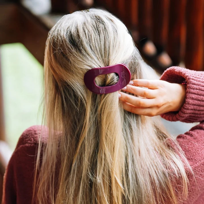 Teleties Flat Round Hair Clip- Mulberry