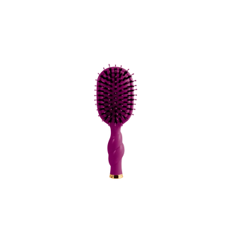 mini berry colored hairbrush with nylon and boar bristles