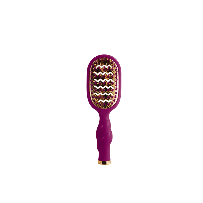 berry and gold mini hair brush with vented back