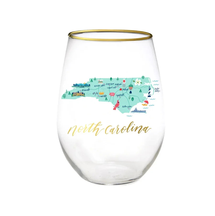 North Carolina Stemless Wine Glass
