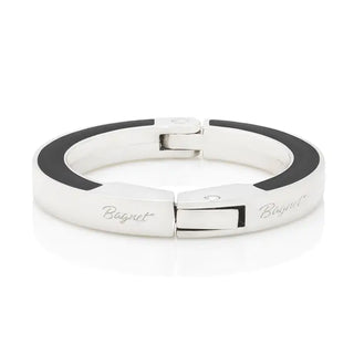 Silver and black bracelet with 'Bamford' branding on a white background