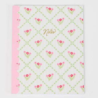 Notebook with floral pattern and 'Notes' text on a white background
